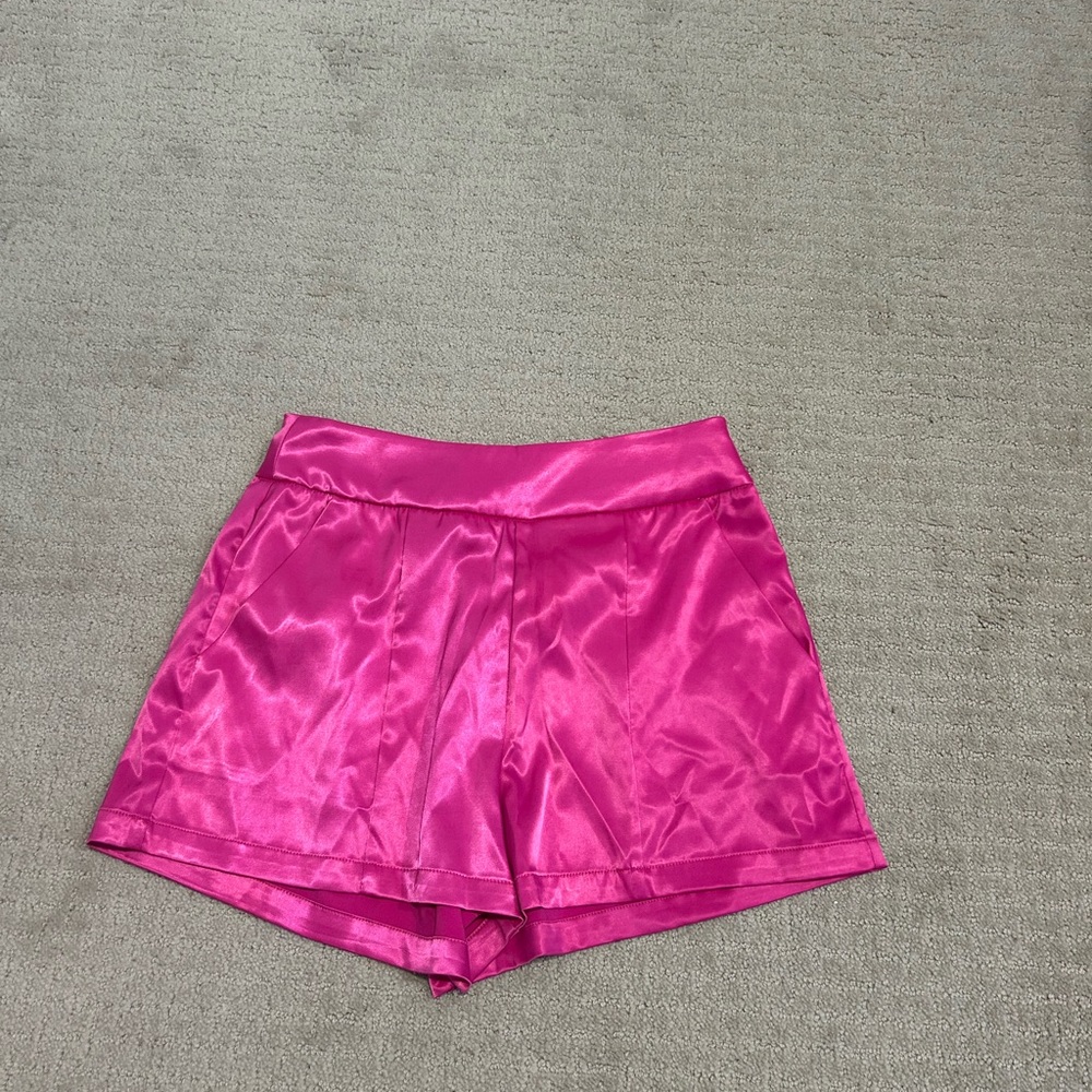 SHEIN Vibrant Pink Satin Shorts